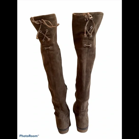 Vince Camuto Crisintha Over-The-Knee Lace Boots, Faux Suede - Picture 3 of 12